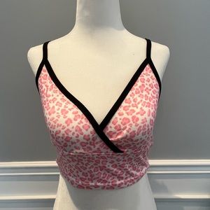Shein Pink/white/black leopard print, crop, tank top, size XS